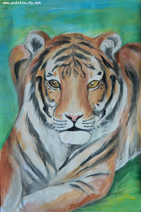 Art Studio PALETTE. Emily Hwang Picture.  Tempera Animals Cats 